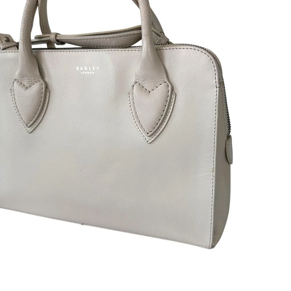 Radley London Medium Satchel Chalk Leather Purse Crossbody Shoulder‎ Handbag